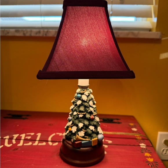 Other - Festive Christmas Tree Table Lamp with Red Shade